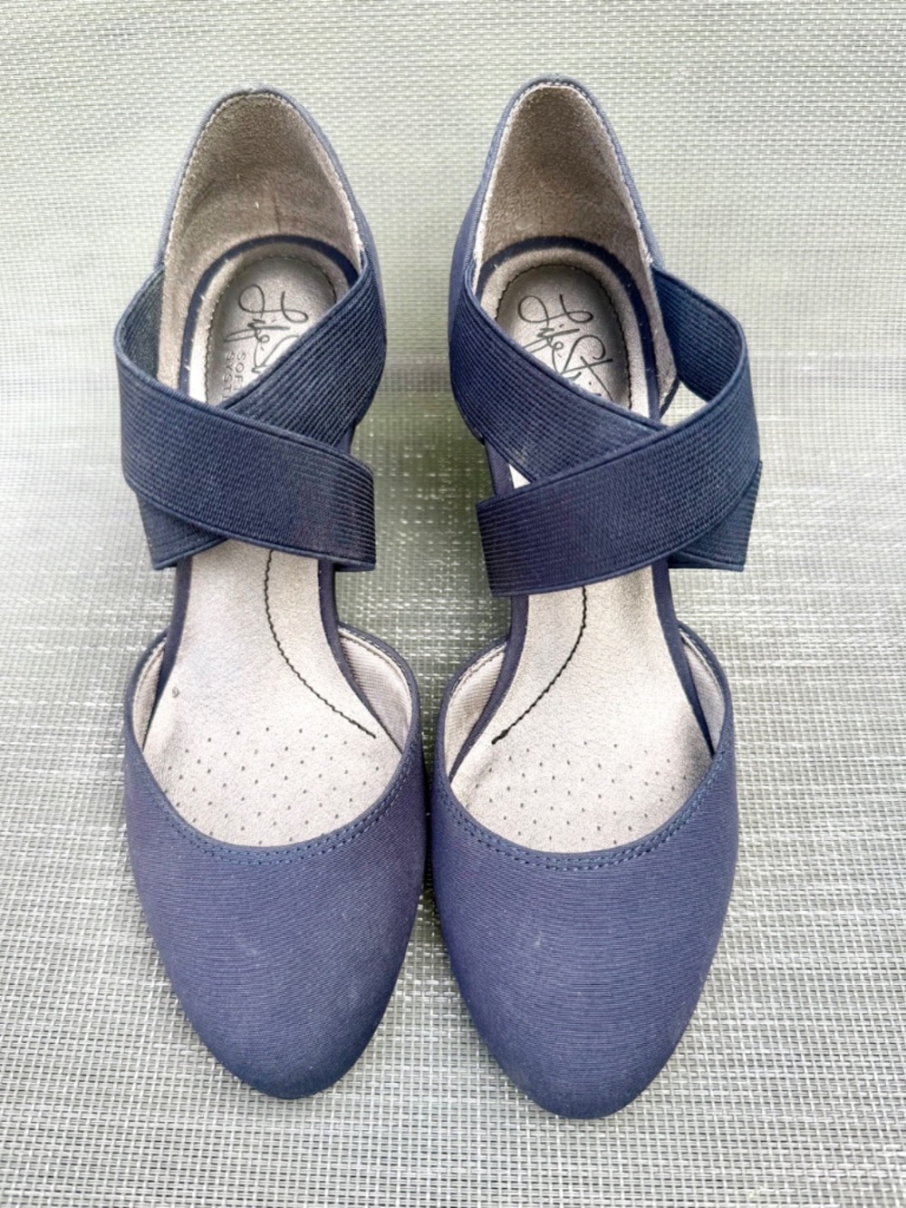 Cute Criss Cross Navy Blue Wedges